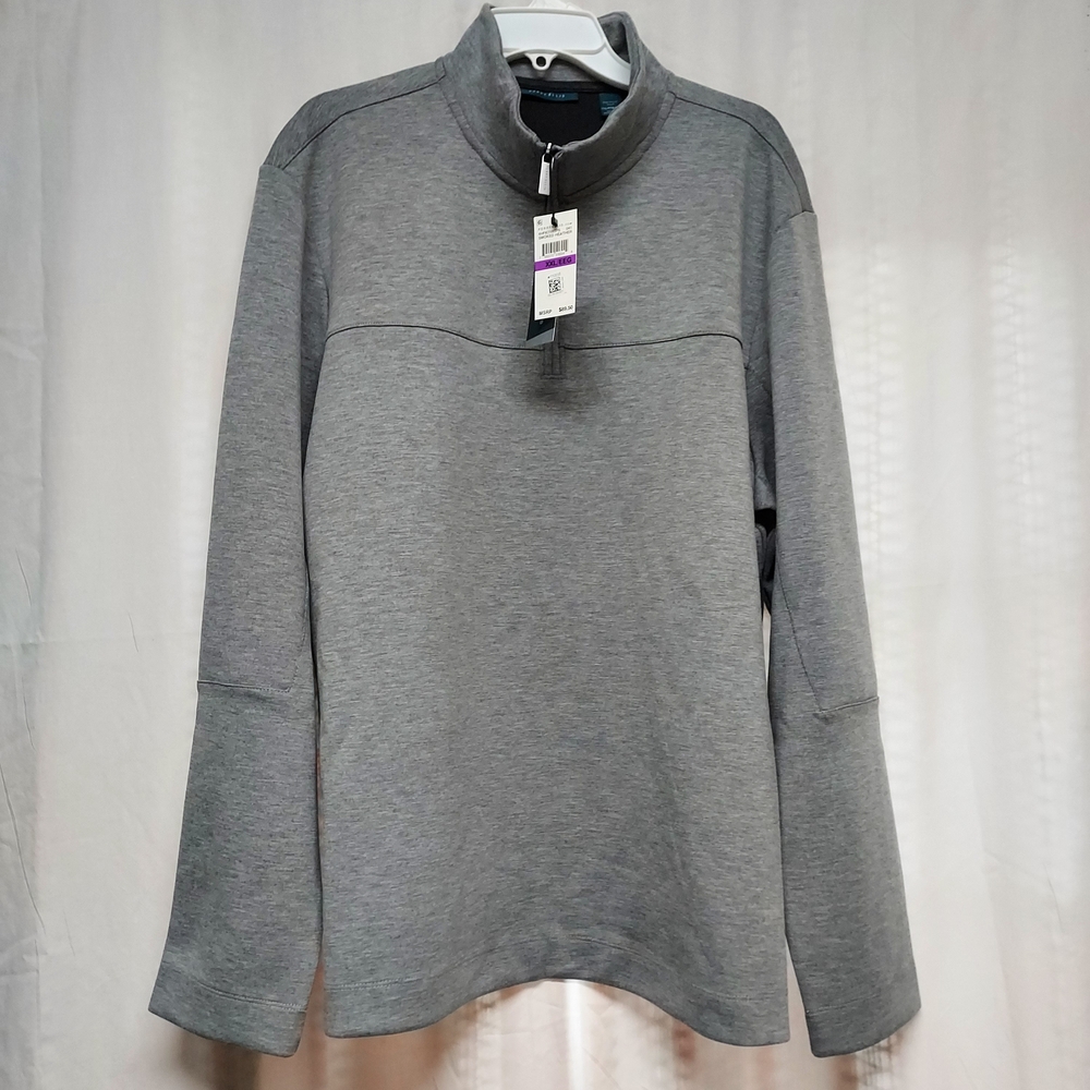 Men's Perry Ellis Gray Pullover Long Sleeve 1/4 Zip
